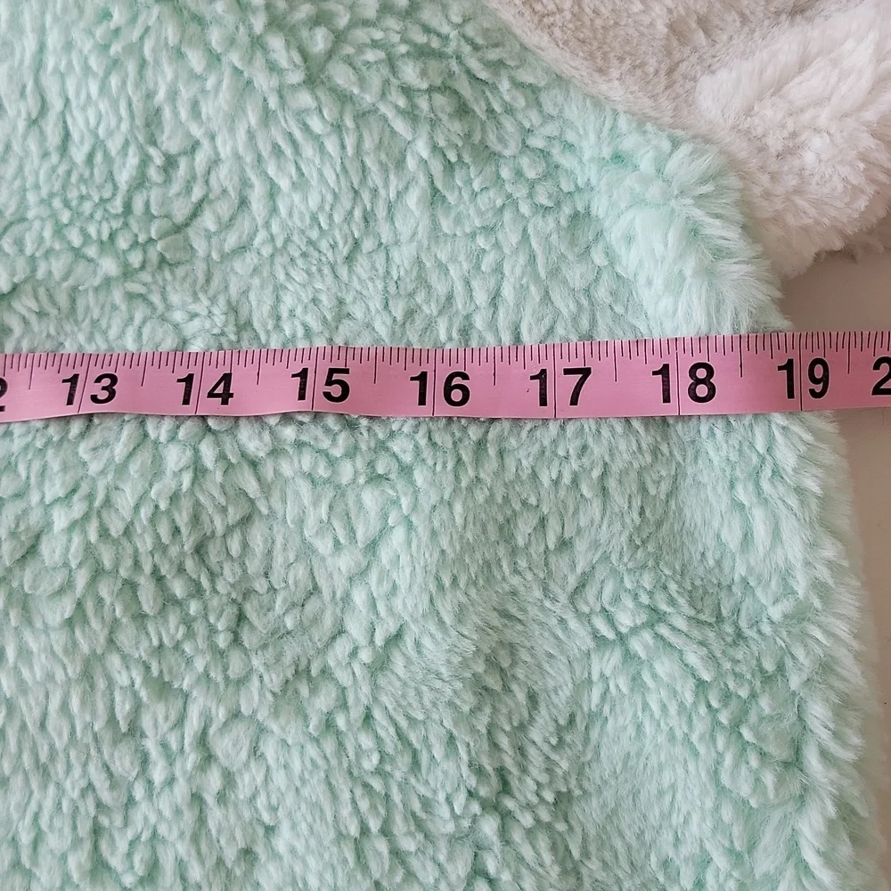 More Than Magic Faux Fur Sequin Zip Hoodie Mint Green Girls XL 14‑16